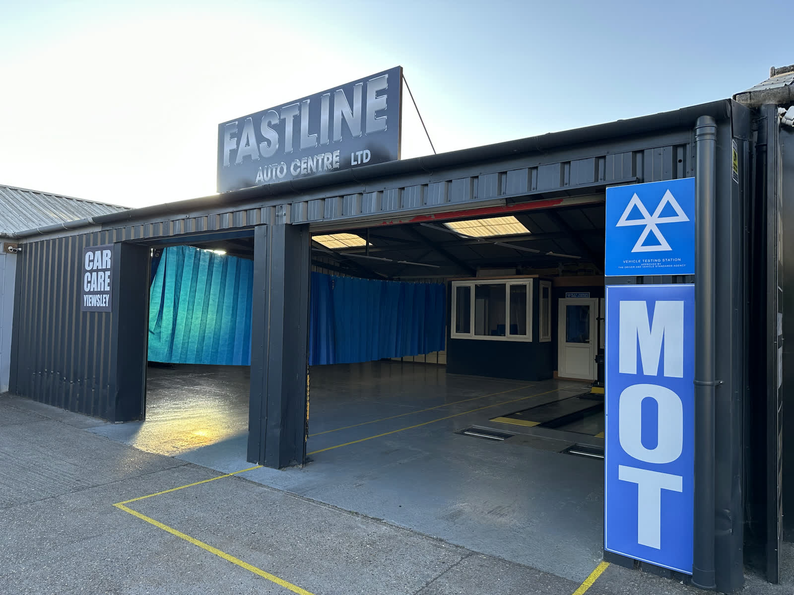 Inside the Fast Line Auto Centre MOT workshop in West Drayton